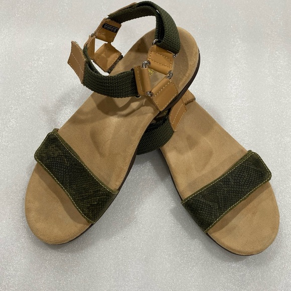 Spenco Tamara Reptile Embossed Adjustable Straps Olive Green Sandals Size 8 - Picture 5 of 11